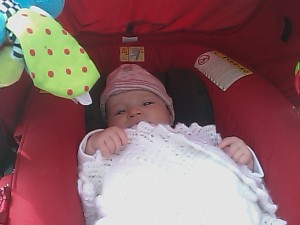 Anna In Her Pram With Dragonfly