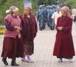 Babushkas In Astana Park With Street Patrollers