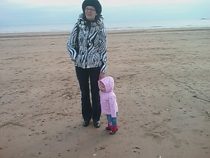 Irina And Anna Walking On Swansea Beach