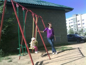 Anna On A Swing With Irina