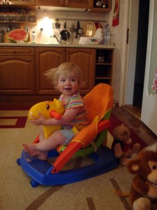 Anna Riding Around The Kitchen In Chubary
