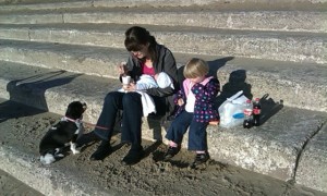 Gwen, Ira, Tim & Anna On Steps At The Beach