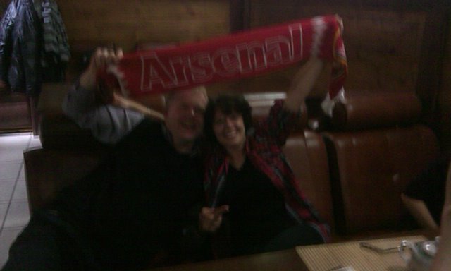 Dr Ken & Lara Showing Their Support For Arsenal At Bar Goalkeeper